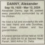 Obituary  of Alex Danny in Vancouver Sun